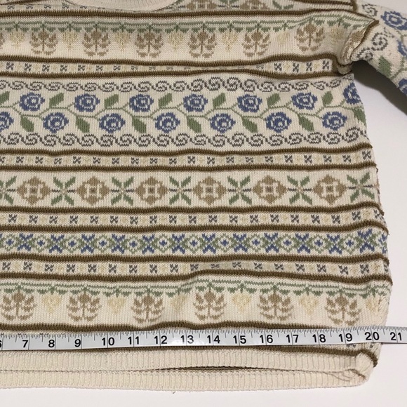 Vtg Eddie Bauer Fair Isle Cottagecore Sweater L (labeled Petite) - Picture 8 of 9
